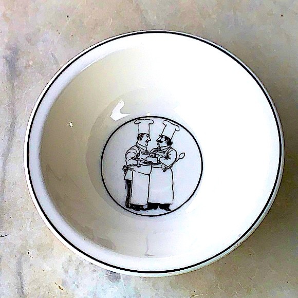 EPOCH LE RESTAURANT RIM CEREAL BOWL WHITE BLACK ROUND Y2K 6 1/2 INCH - Picture 3 of 6